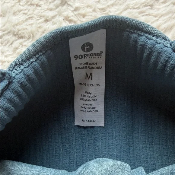 90 Degree By Reflex Ribbed V-Neck Crop Top - Light Blue - Picture 5 of 6